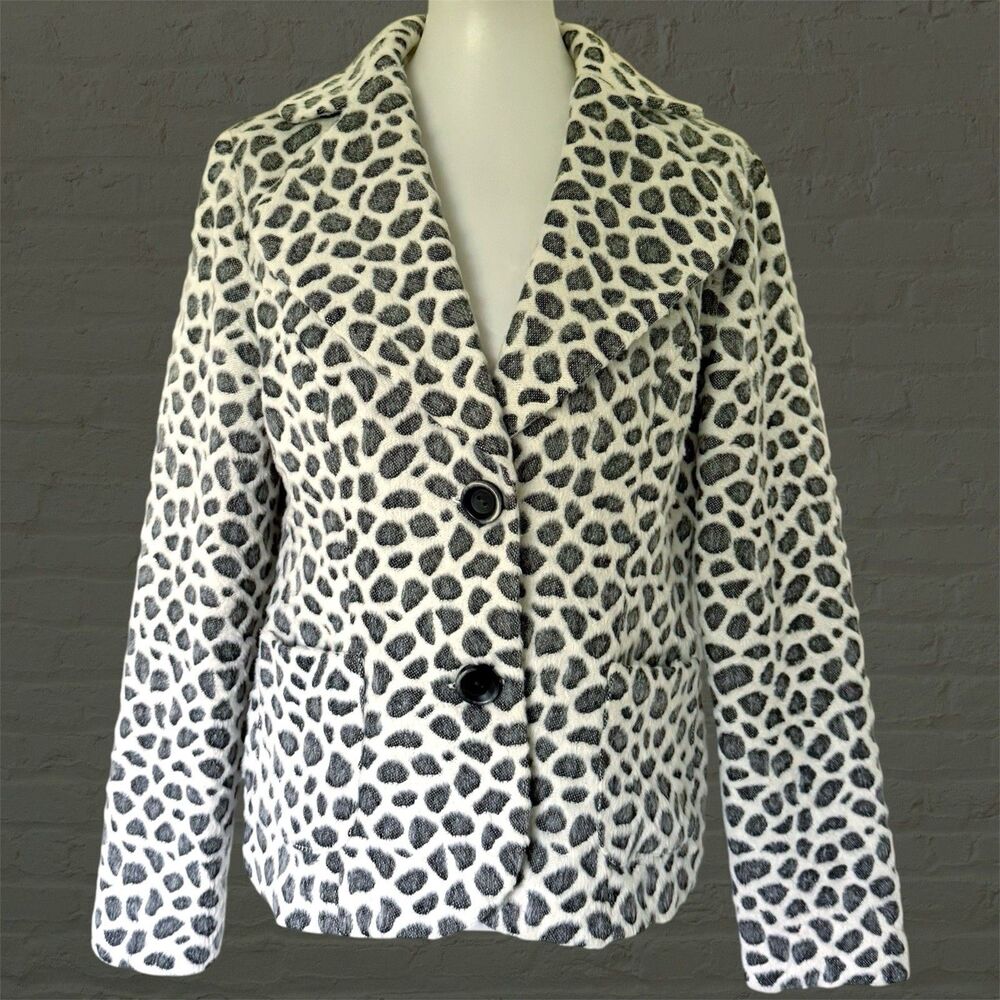 Joseph Ribkoff Black White Giraffe Animal Print Blazer Chic Statement Jacket 12